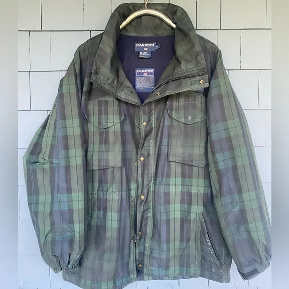 Vintage Polo Ralph Lauren Sport Blackwatch Plaid Lined Badge Field Jacket XL - Picture 1 of 7